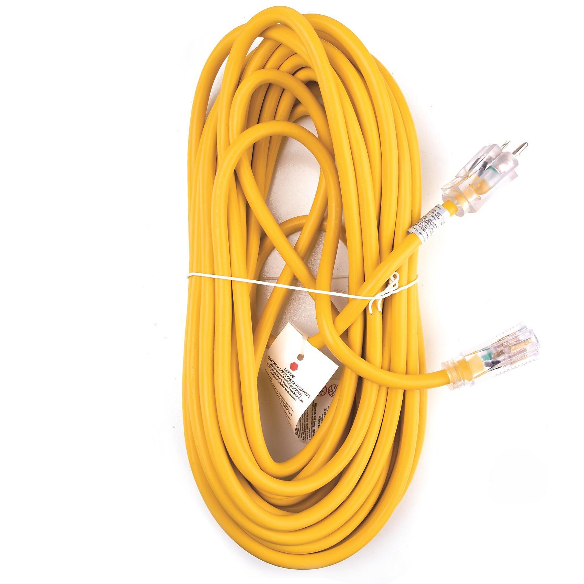Power Sentry Outdoor Extension Cord — 50ft., Yellow, Lighted-Locking Ends, Model# EX07123-50V
